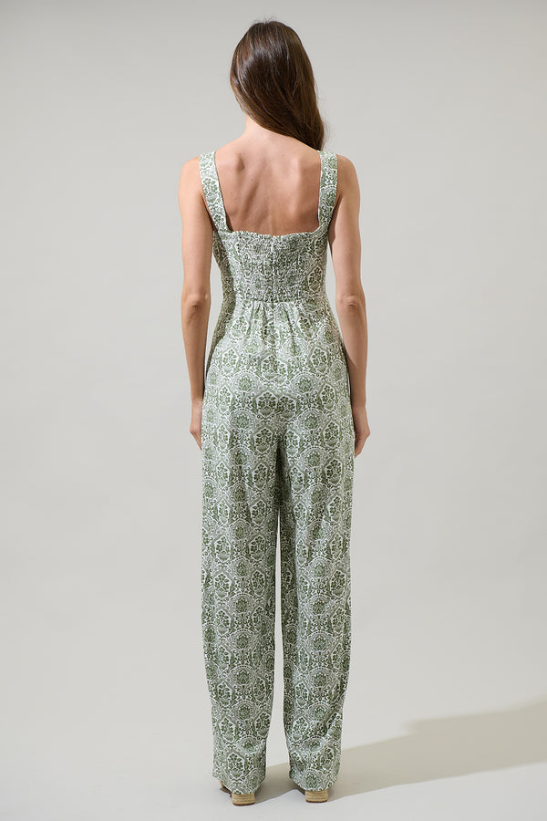 Sugarlips Estrada Floral Arlene Smocked Jumpsuit