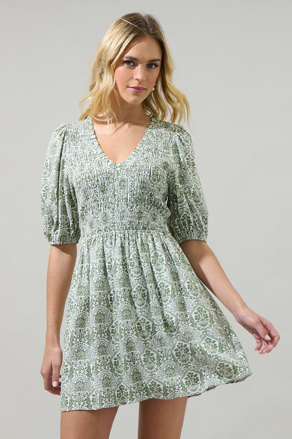 sugarlips Estrada Floral Jile Smocked Mini Dress