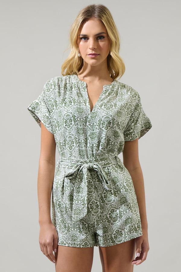 Sugarlips Estrada Floral Miah Split Neck Blouse