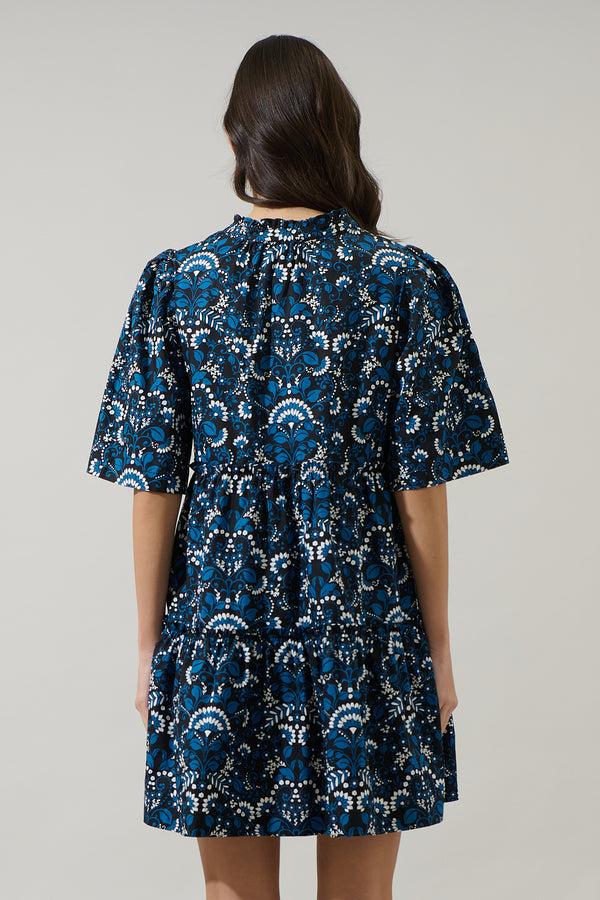 Sugarlips Etta Floral Dixie Split Neck Shift Dress