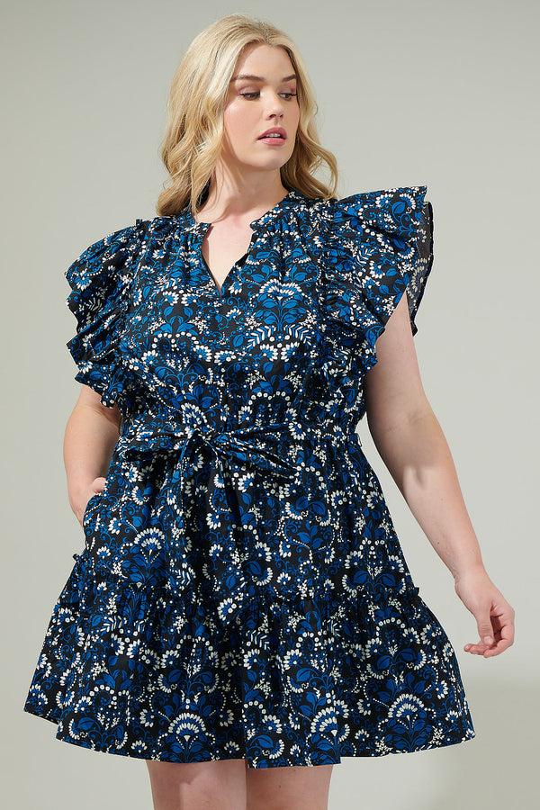 sugarlips Etta Floral Ruffle Mini Dress Curve
