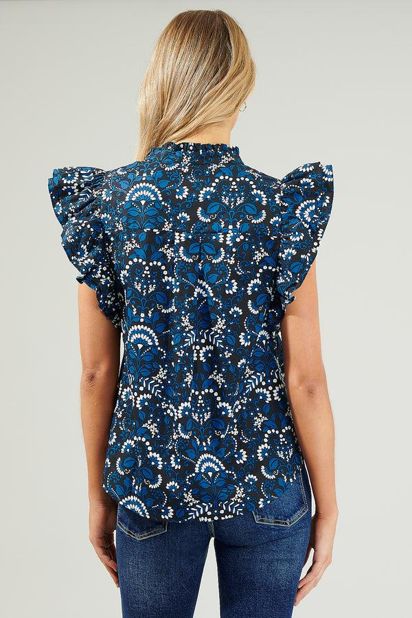 Sugarlips Etta Floral Sleeveless Ruffle Top