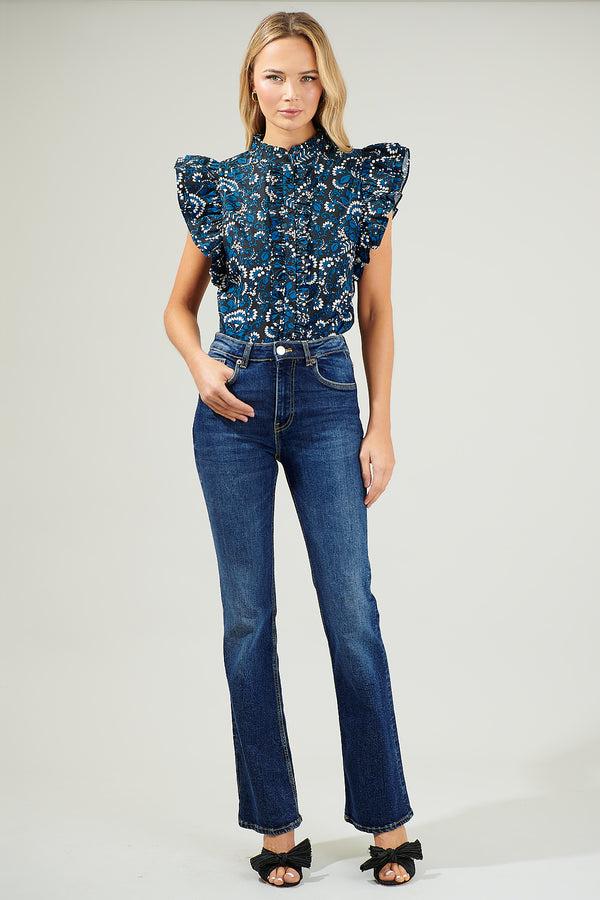 Sugarlips Etta Floral Sleeveless Ruffle Top