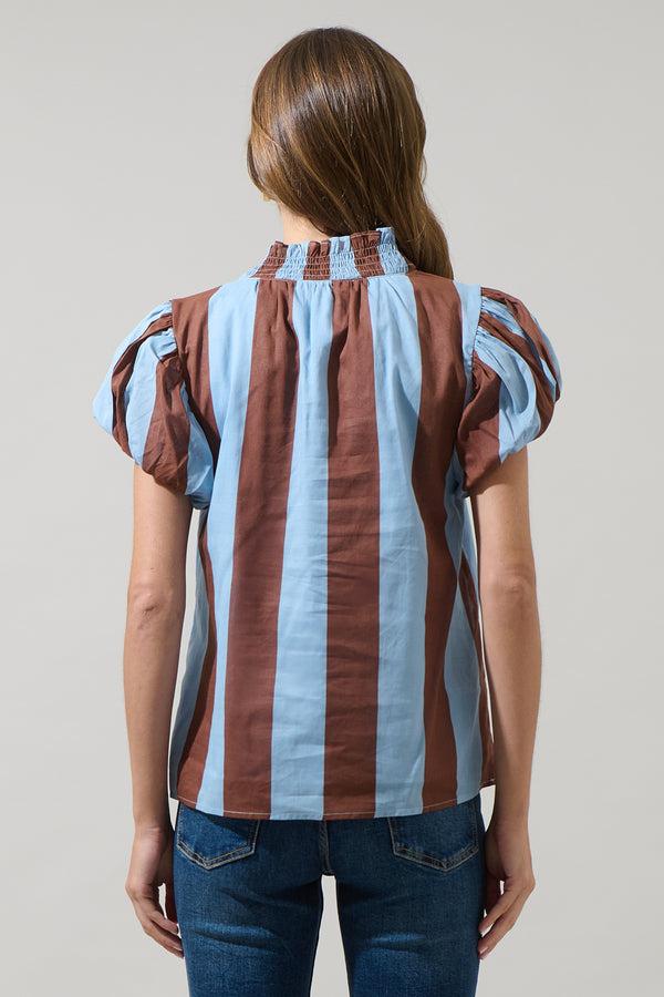 Sugarlips Evabelle Stripe Poly Smocked Top