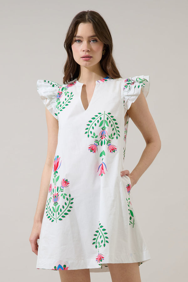 Sugarlips Evalyn Ruffle Mini Dress Saury Floral