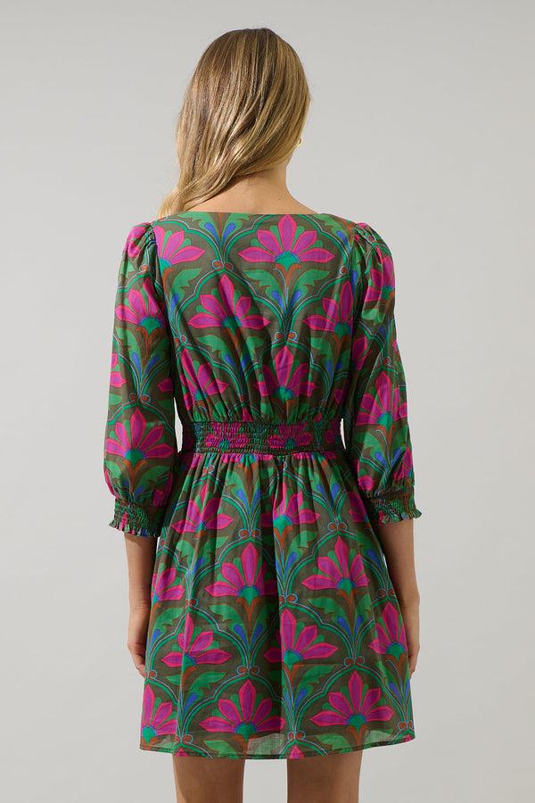 Sugarlips Evanna Floral Yolis Smocked Mini Dress