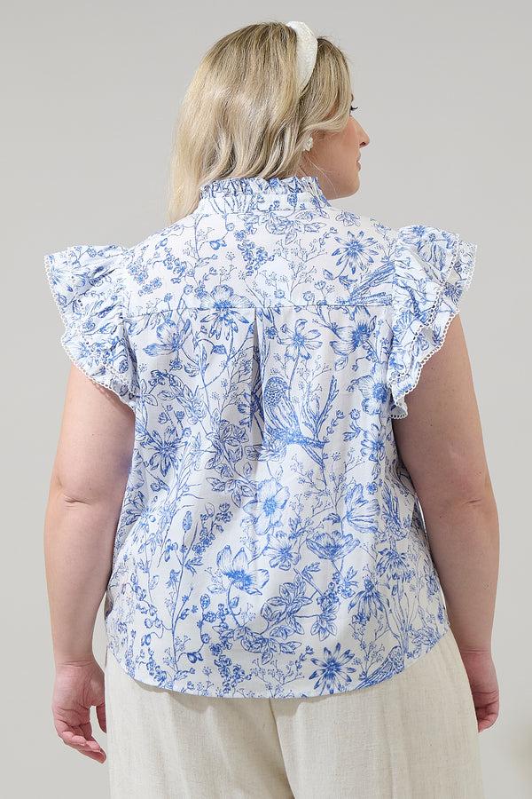 Sugarlips Eve Floral Dacey Button Up Top Curve