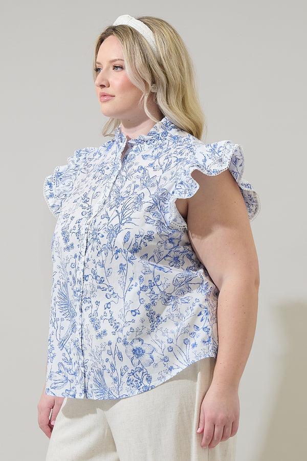 Sugarlips Eve Floral Dacey Button Up Top Curve