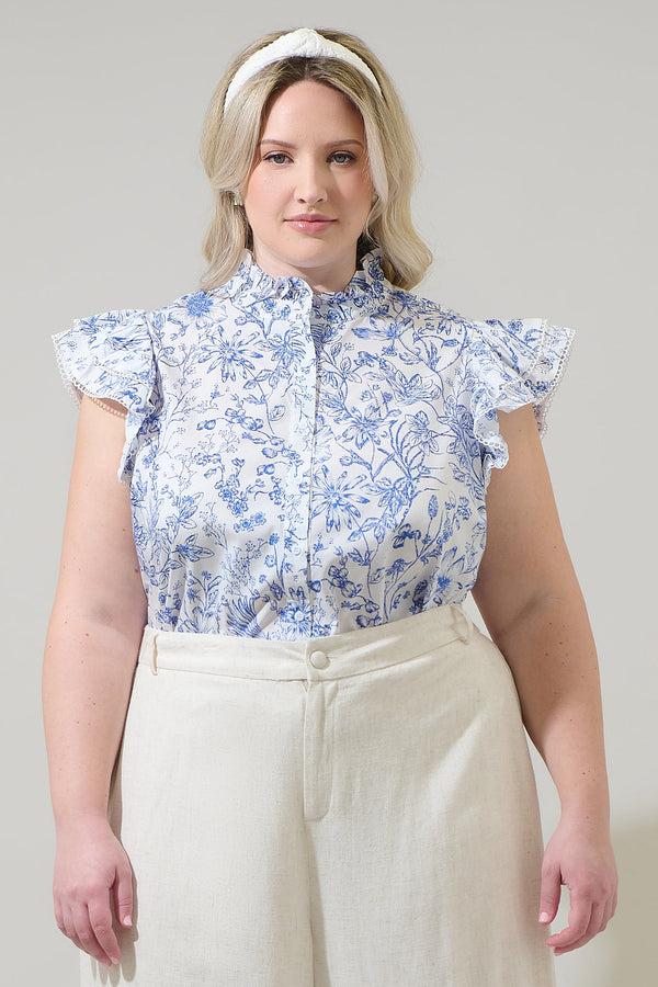 sugarlips Eve Floral Dacey Button Up Top Curve