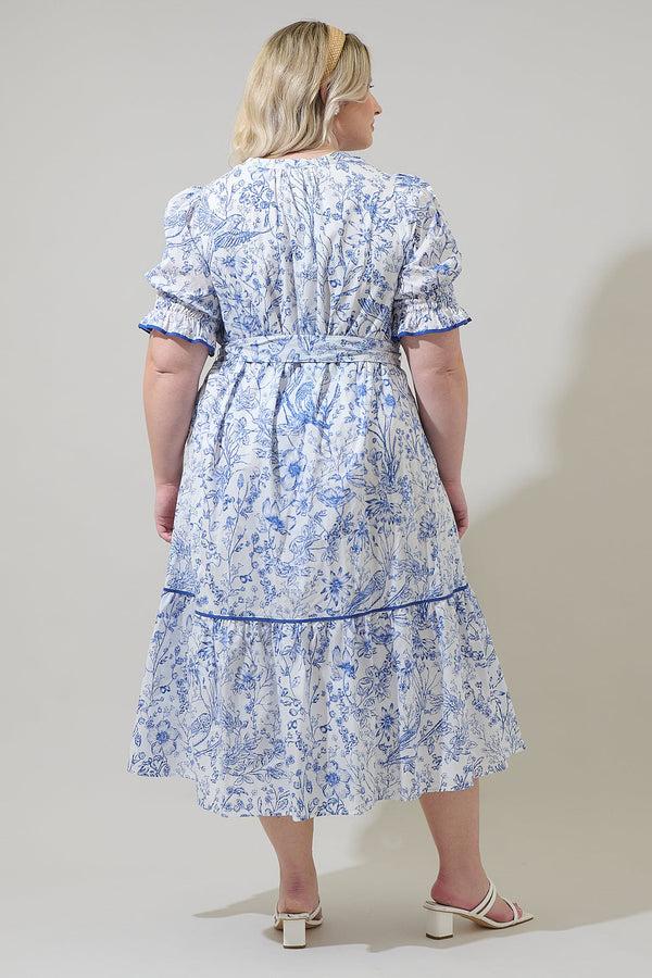 Sugarlips Eve Floral Nori Midi Dress Curve