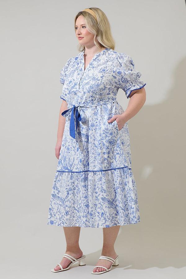 Sugarlips Eve Floral Nori Midi Dress Curve