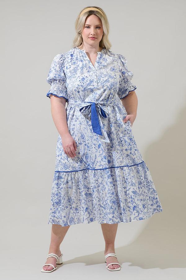 sugarlips Eve Floral Nori Midi Dress Curve