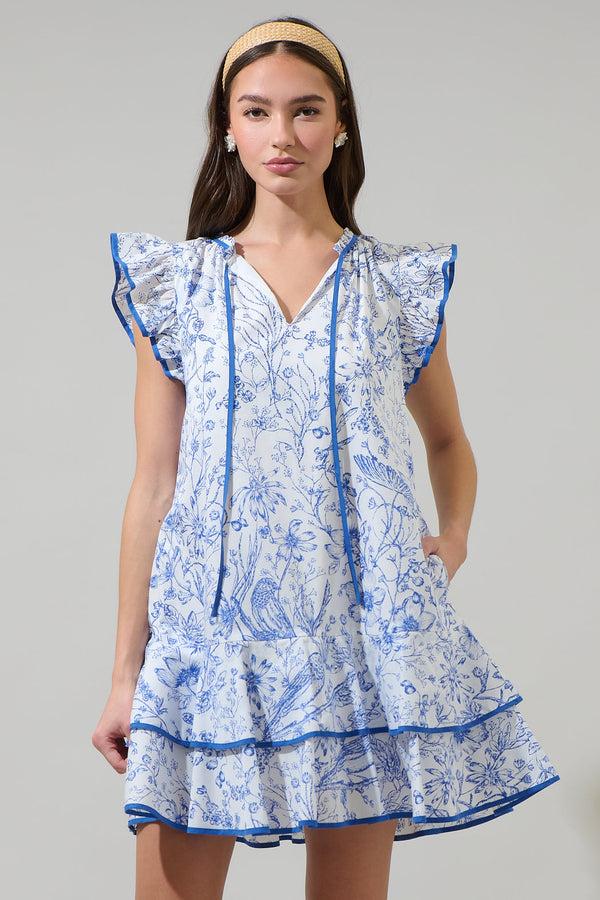 Sugarlips Eve Floral Taris Ruffe Mini Dress