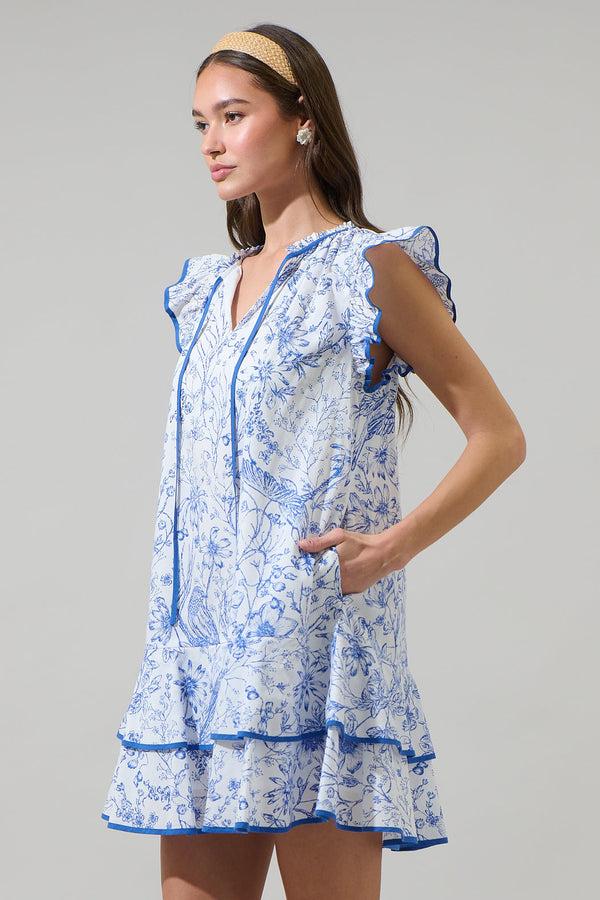 Sugarlips Eve Floral Taris Ruffe Mini Dress