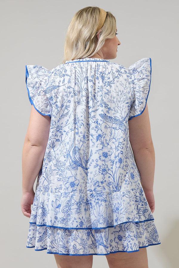 Sugarlips Eve Floral Taris Ruffe Mini Dress Curve