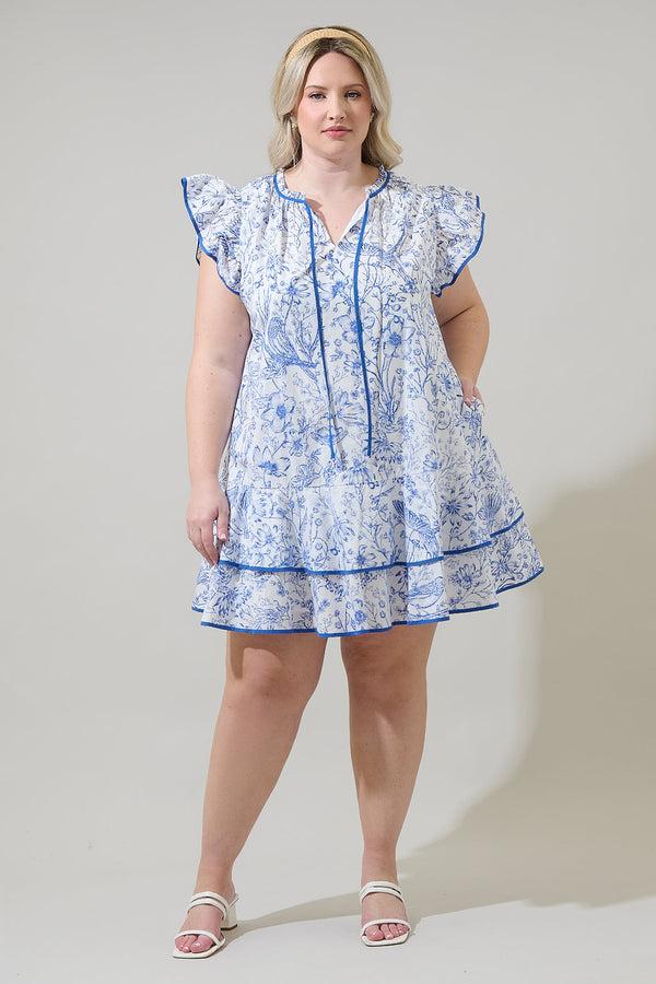 Sugarlips Eve Floral Taris Ruffe Mini Dress Curve