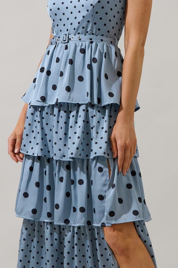 Sugarlips Evelia Polka Dot Tiered Midi Dress