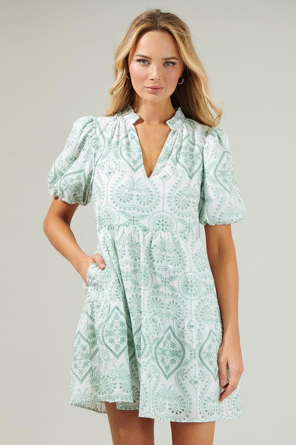 sugarlips Evelyn Eyelet Jacey Babydoll Mini Dress