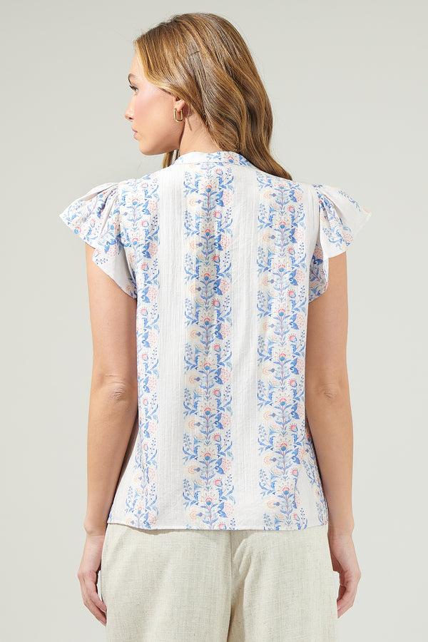 Sugarlips Everly Floral Split Neck Blouse