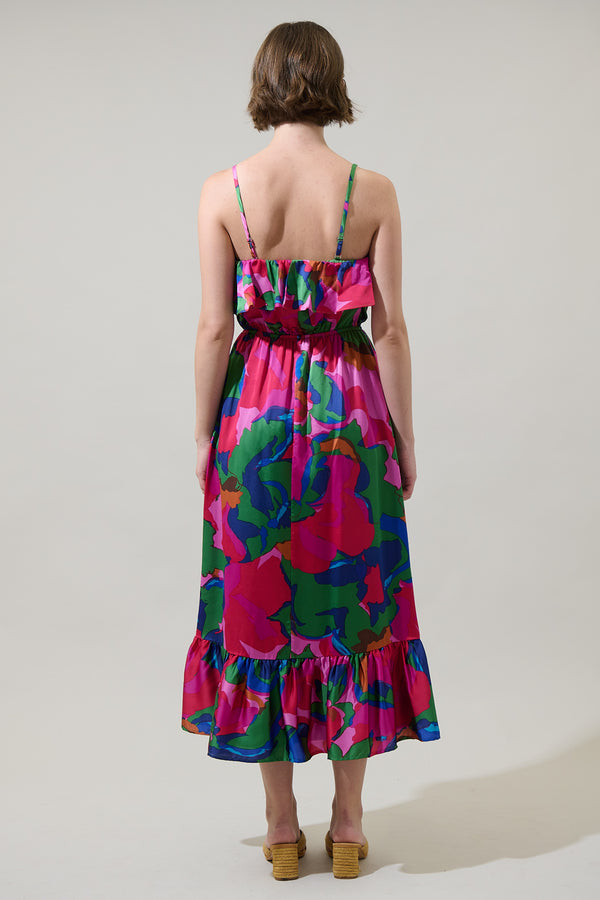 Sugarlips Evolet Floral Paige Ruffled Midi Dress