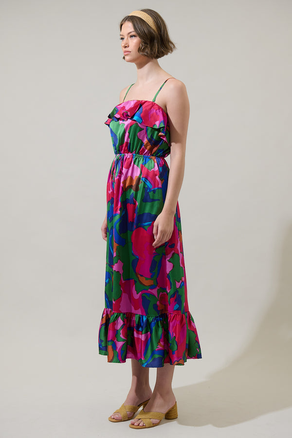 Sugarlips Evolet Floral Paige Ruffled Midi Dress