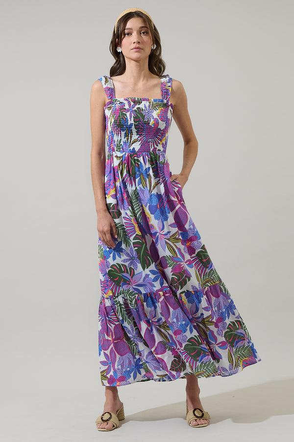 Sugarlips Evren Tropics Tayla Smocked Maxi Dress
