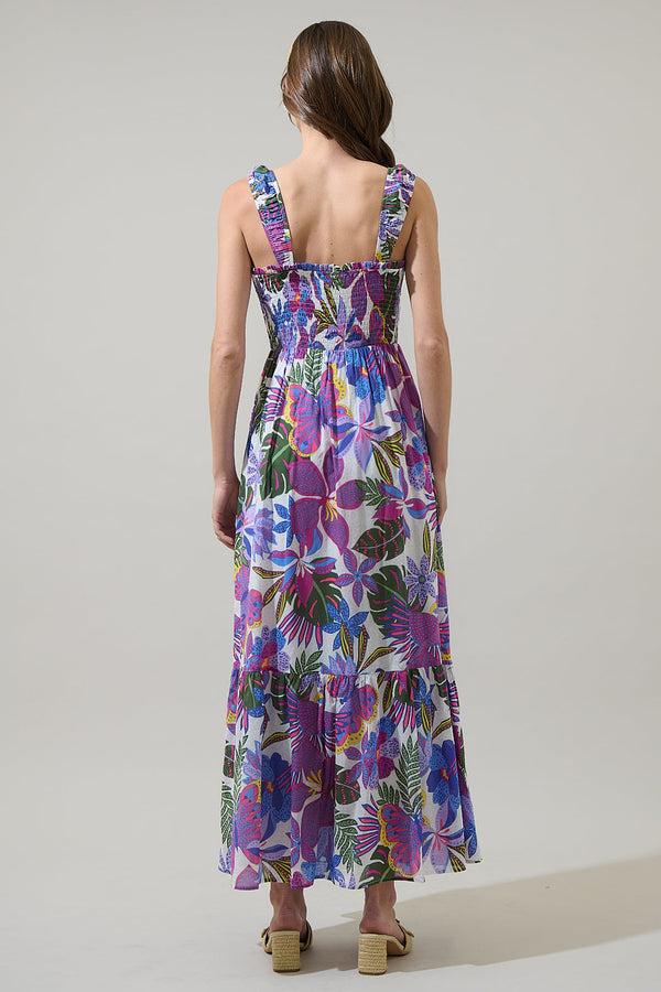 Sugarlips Evren Tropics Tayla Smocked Maxi Dress