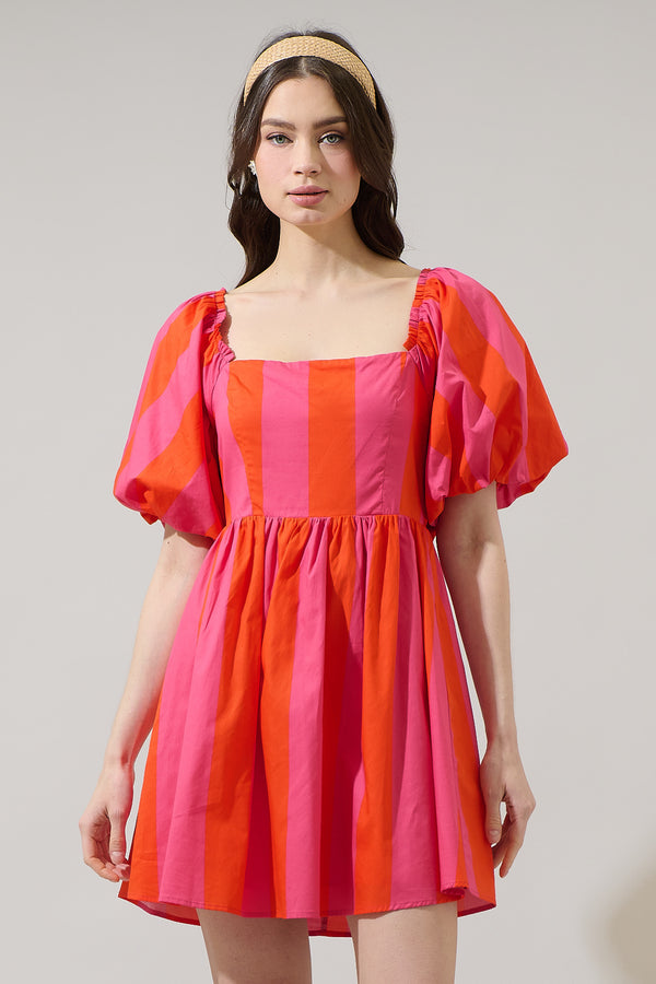Sugarlips Evy Stripe Marion Babydoll Mini Dress