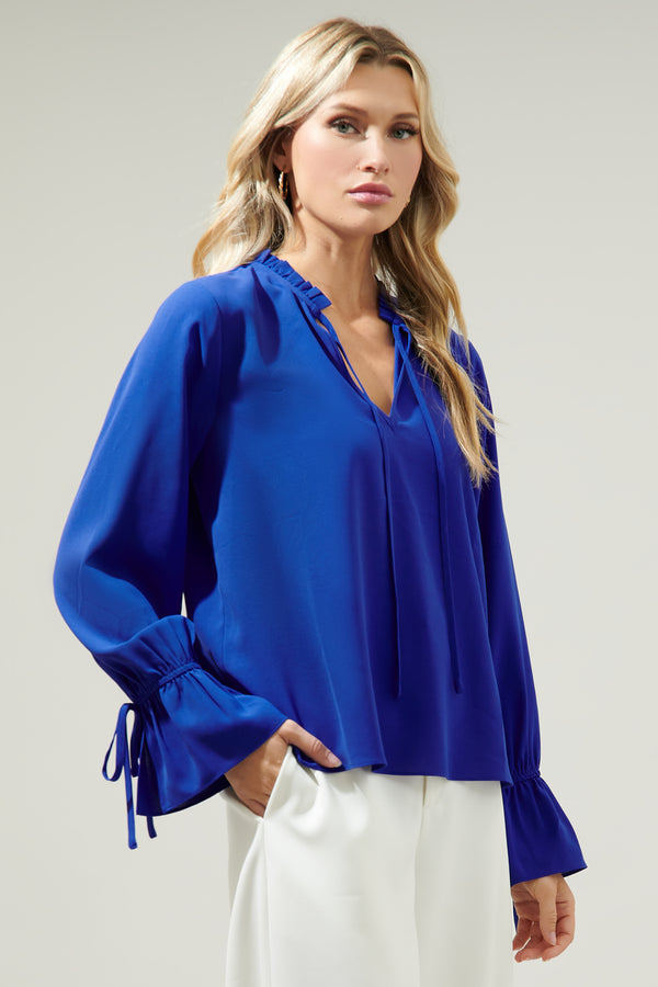 Sugarlips Ezra Split Neck Blouse