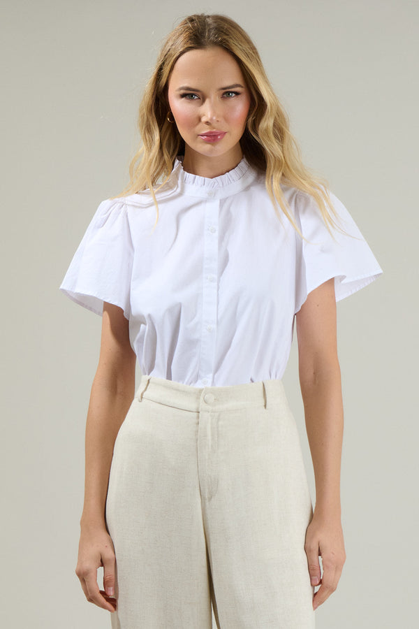 sugarlips Fabiola Ruffle Button Down Top