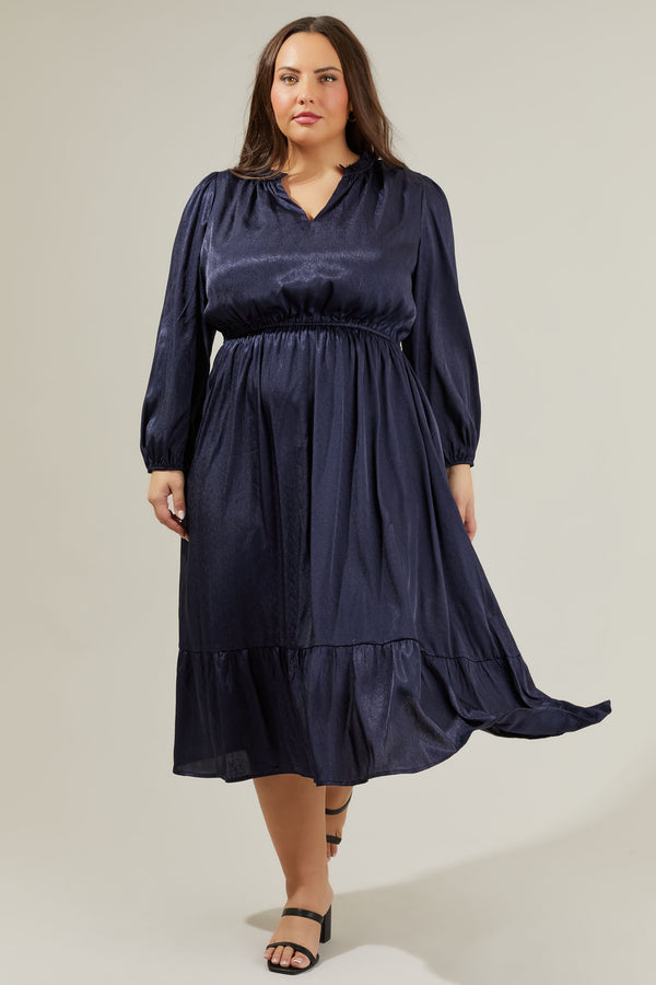 Sugarlips Fabiola Split Neck Midi Dress Curve