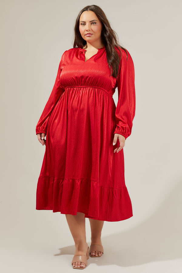 sugarlips Fabiola Split Neck Midi Dress Curve