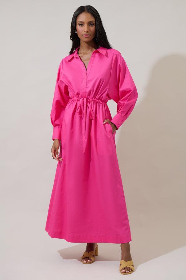 sugarlips Faiza Dolman Sleeve Poplin Maxi Dress