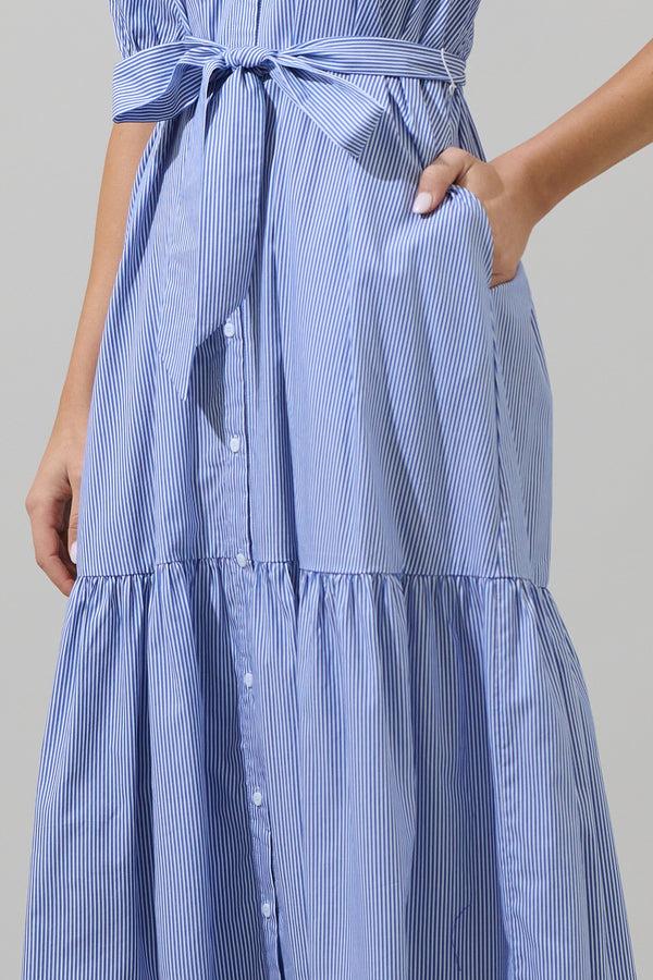 Sugarlips Fannie Striped Wynette Tiered Midi Dress