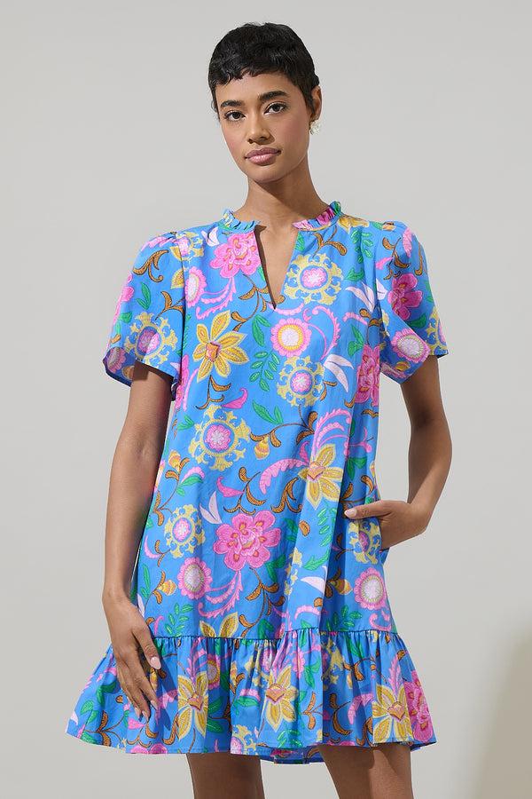 Sugarlips Faro Floral Celeste Mini Dress
