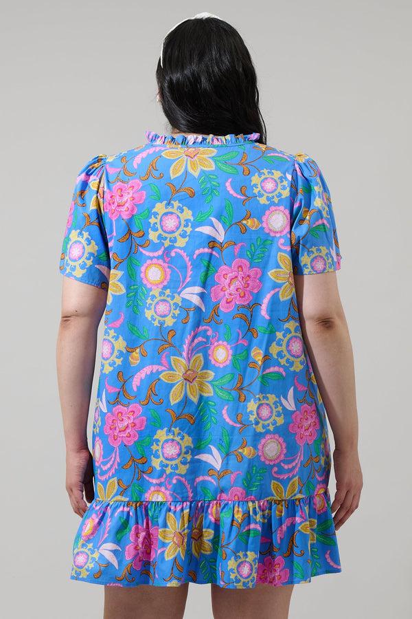 Sugarlips Faro Floral Celeste Mini Dress Curve