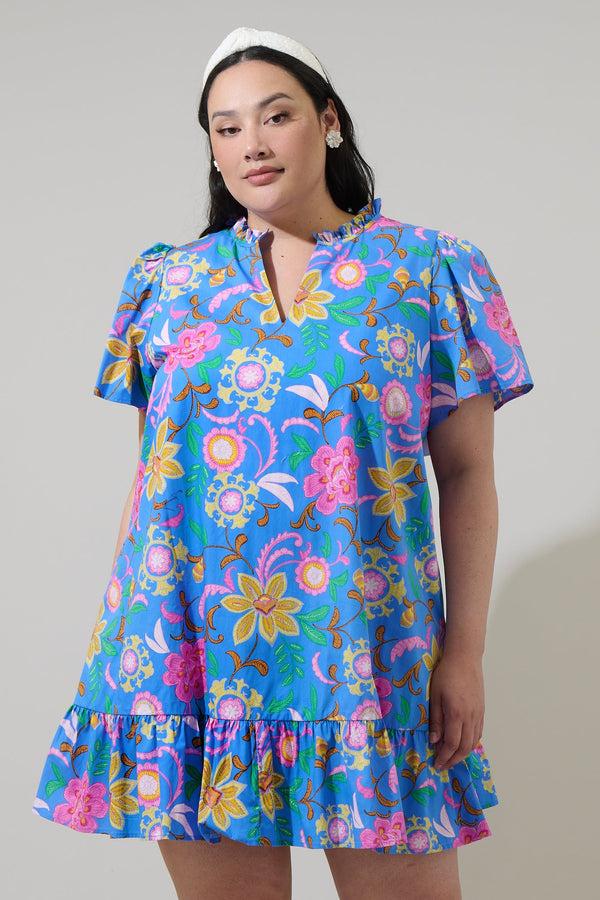 sugarlips Faro Floral Celeste Mini Dress Curve