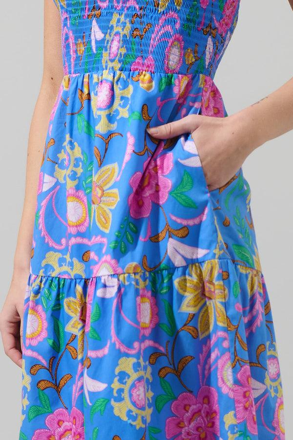 Sugarlips Faro Floral Sunfire Tiered Midi Dress