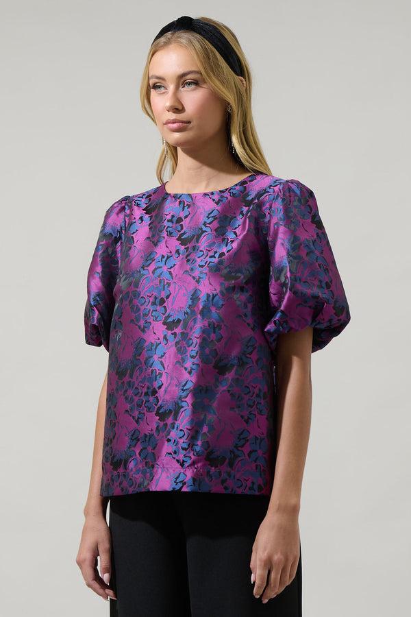 Sugarlips Farrah Jacquard Floral Joi Bubble Top