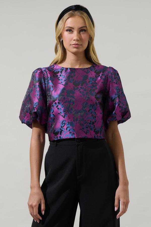 sugarlips Farrah Jacquard Floral Joi Bubble Top