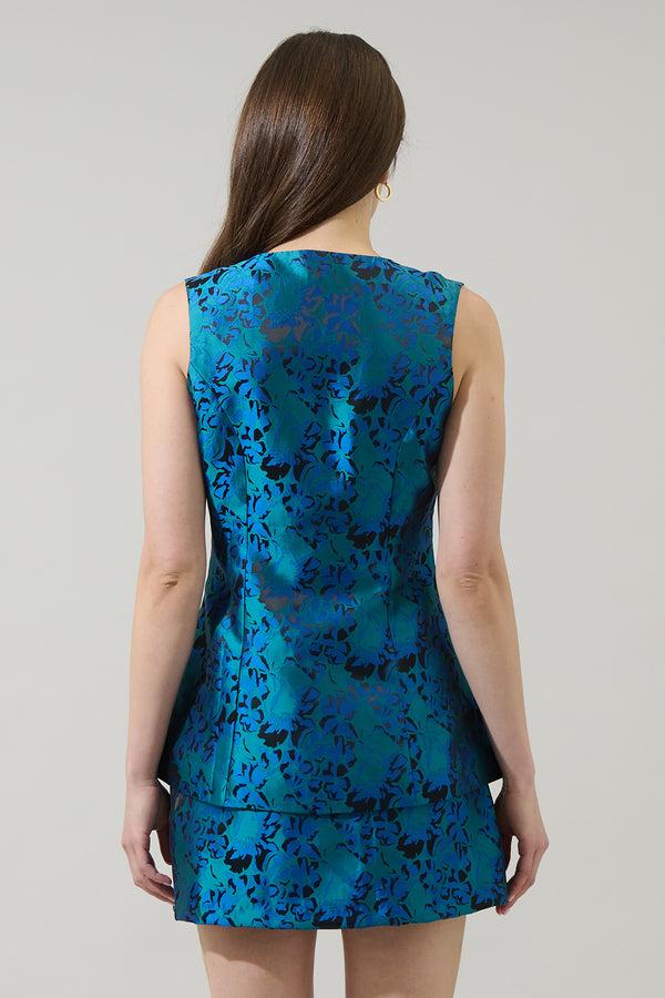 Sugarlips Farrah Jacquard Maize Sleeveless Top