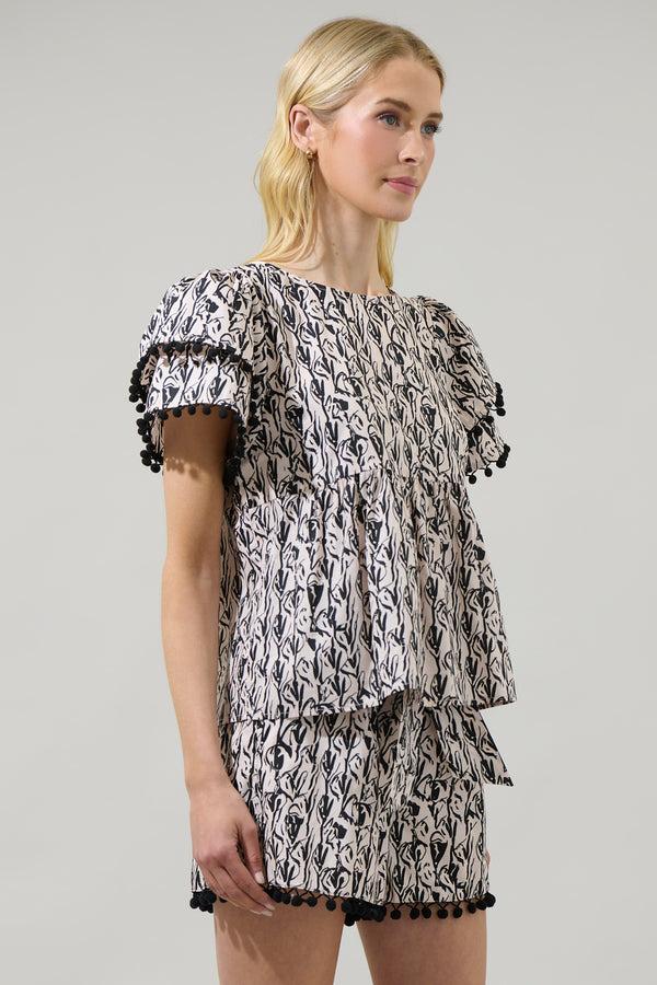 Sugarlips Fay Floral Milagro Pom Pom Blouse