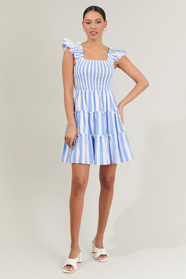 Sugarlips Fays Striped Smocked Mini Dress