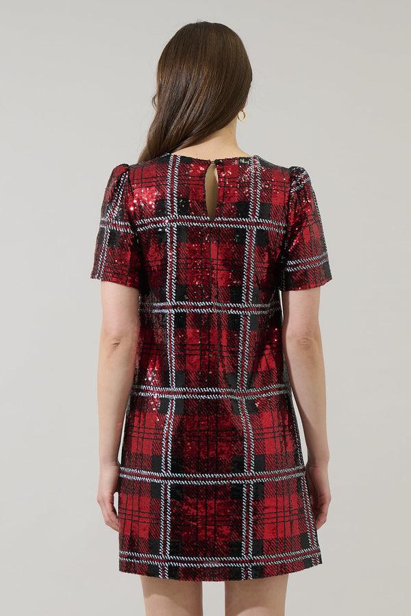 Sugarlips Fedra Sequin Plaid Mini Dress