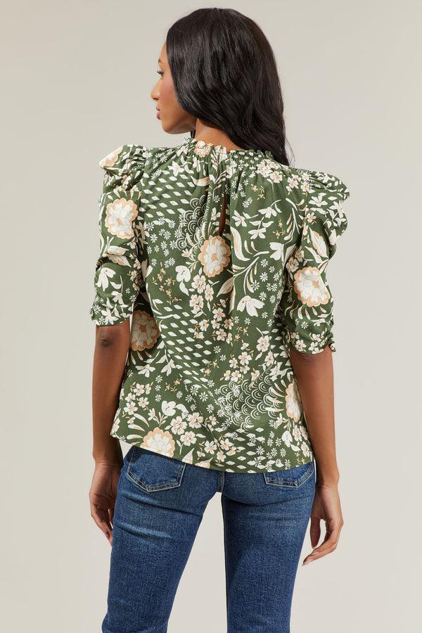 Sugarlips Fernwood Floral Drape Sleeve Top