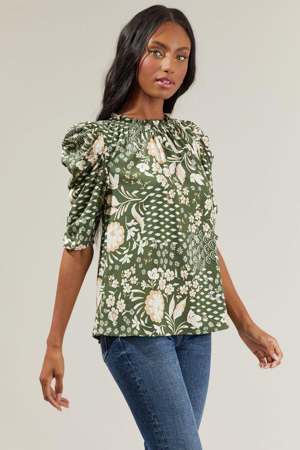 Sugarlips Fernwood Floral Drape Sleeve Top