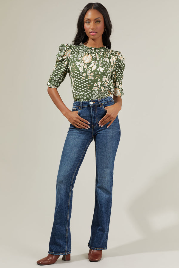 Sugarlips Fernwood Floral Drape Sleeve Top