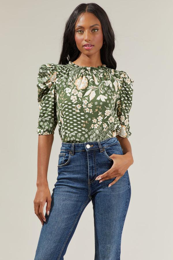 sugarlips Fernwood Floral Drape Sleeve Top