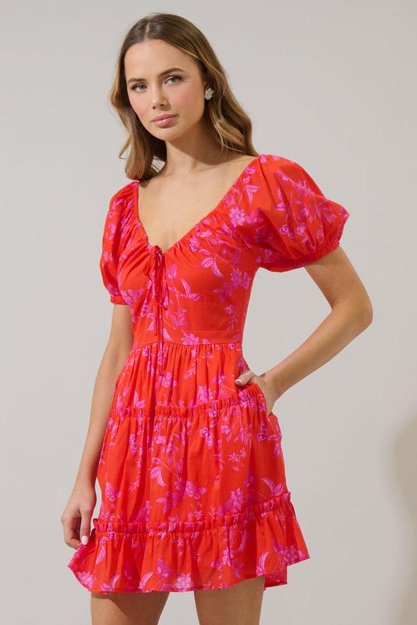 Sugarlips Fia Floral Muna Tiered Mini Dress