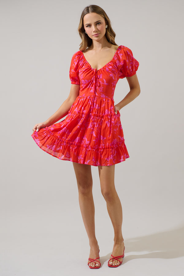 Sugarlips Fia Floral Muna Tiered Mini Dress